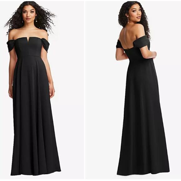 Dessy Collection Off-the-Shoulder Pleated Cap Sleeve A-line Maxi Dress Size 10 - Picture 1 of 7